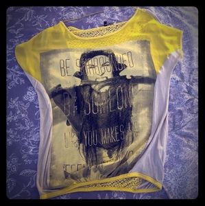 Yellow Blouse w/ mesh back